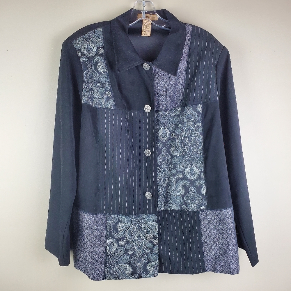 Notations Faux Suede Button Down Shirt - Size 2X